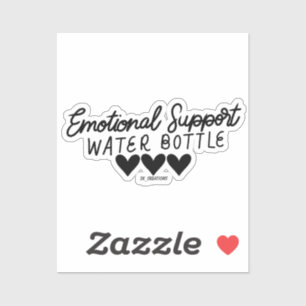 Zwarte Emotionele Ondersteuning Waterfles Sticker