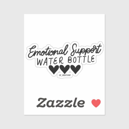Zwarte Emotionele Ondersteuning Waterfles Sticker (Vel)