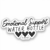 Zwarte Emotionele Ondersteuning Waterfles Sticker (Voorkant)