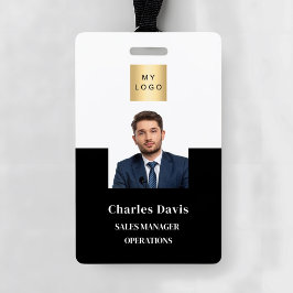 Zwarte employee foto ID bedrijfsbeveiliging Badge