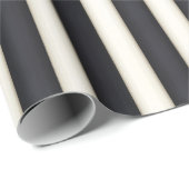 Zwarte en Antiek witte Victoriaans strepen Cadeaupapier (Rol Hoek)