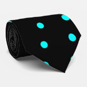 Zwarte en aqua polka dot necktie stropdas (Opgerold)