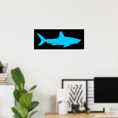 Zwarte en Aqua Shark Poster (Thuiskantoor)