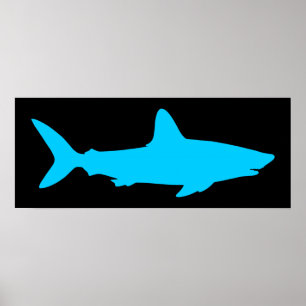 Zwarte en Aqua Shark Poster
