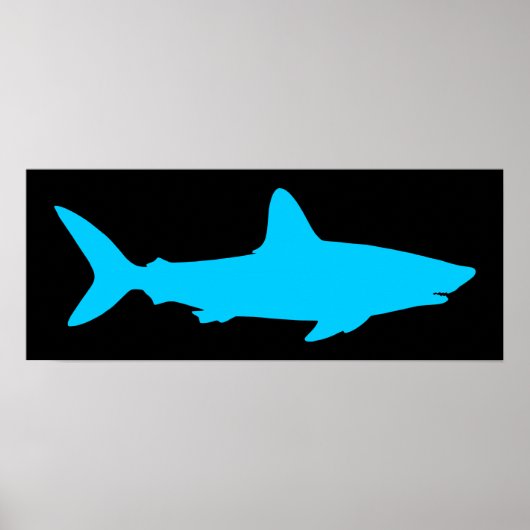 Zwarte en Aqua Shark Poster (Voorkant)