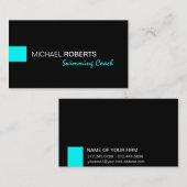 Zwarte en Aqua Swimming Instructor Coach Lifeguard Visitekaartje (Voorkant / Achterkant)