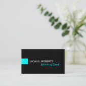 Zwarte en Aqua Swimming Instructor Coach Lifeguard Visitekaartje (Staand voorkant)