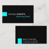 Zwarte en Aqua Swimming Instructor Coach Lifeguard Visitekaartje (Voorkant / Achterkant)