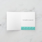 Zwarte en Aqua Swirl Hartelijk dank Bedankkaart (Binnen)