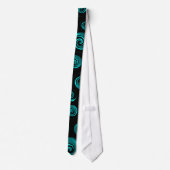 Zwarte en Aqua Turquoise Draaikolken Stropdas (Achterkant)