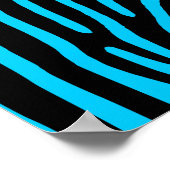 Zwarte en aqua zebrastrepen poster (Hoek)