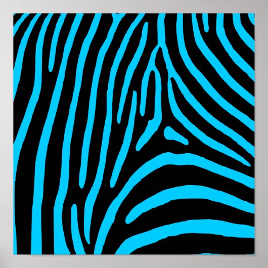 Zwarte en aqua zebrastrepen poster (Voorkant)