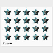 Zwarte en aquamarine-demker ster sticker (Vel)