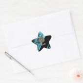 Zwarte en aquamarine-demker ster sticker (Envelop)