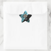 Zwarte en aquamarine-demker ster sticker (Tas)