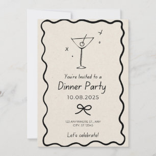 Zwarte en beige diner uitnodigen kaart