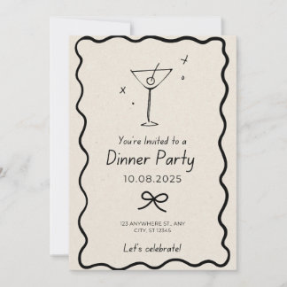 Zwarte en beige diner uitnodigen kaart