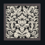 Zwarte en beige  Floral Damaskers Premium Bewaar Doosje<br><div class="desc">Elegant zwart en beige   damaspatroon.</div>