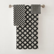 Zwarte en beige handdoek
