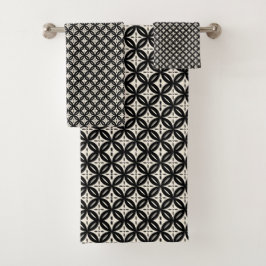 Zwarte en beige handdoek