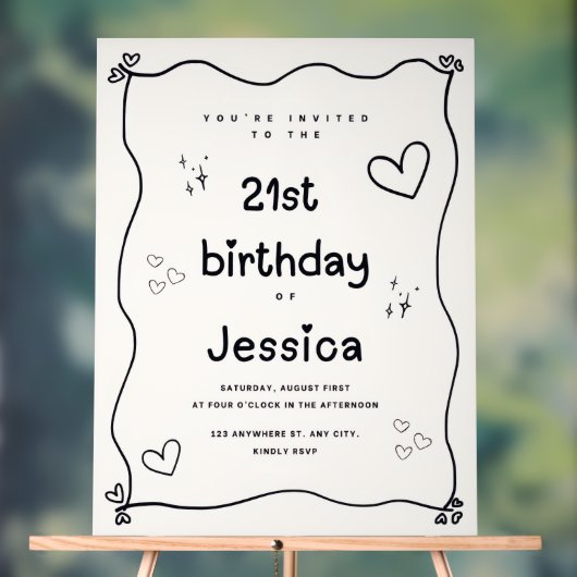 Zwarte en beige hart minimale uitnodiging acryl bord (Neutraal)