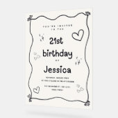 Zwarte en beige hart minimale uitnodiging acryl bord (Hoek)