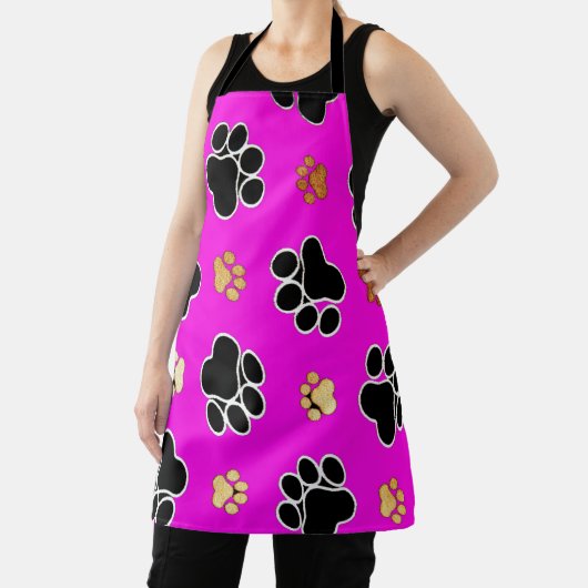 Zwarte en beige hondenpoot schort (Insitu)