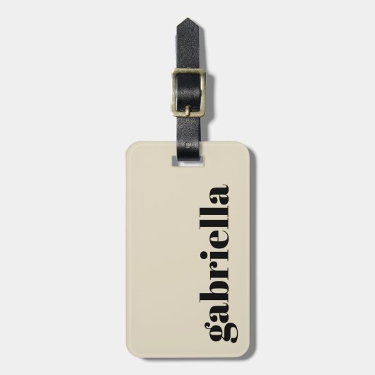 Zwarte en beige oude Typografie Persoonlijke naam Bagagelabel (Voorkant verticaal)