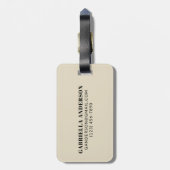 Zwarte en beige oude Typografie Persoonlijke naam Bagagelabel (Achterkant verticaal)