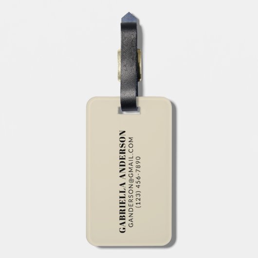 Zwarte en beige oude Typografie Persoonlijke naam Bagagelabel (Achterkant verticaal)