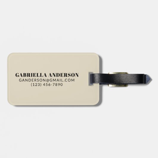 Zwarte en beige oude Typografie Persoonlijke naam Bagagelabel (Achterkant horizontaal)