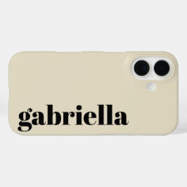 Zwarte en beige oude Typografie Persoonlijke naam iPhone 16 Hoesje