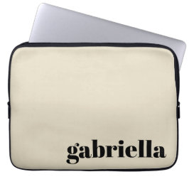 Zwarte en beige oude Typografie Persoonlijke naam Laptop Sleeve