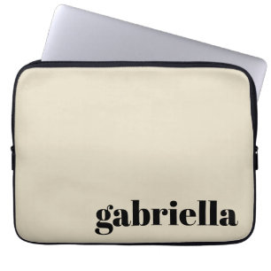 Zwarte en beige oude Typografie Persoonlijke naam Laptop Sleeve