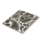 Zwarte en beige paisley tegeltje (Zijkant)