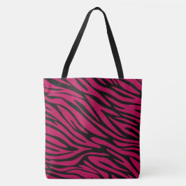 Zwarte en besrood zebrapatroon grote tas
