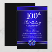 Zwarte en Blauwe 100e verjaardag Kaart (Voorkant / Achterkant)