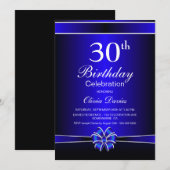 Zwarte en Blauwe 30e verjaardag Kaart (Voorkant / Achterkant)