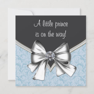 Zwarte en blauwe baby boy shower kaart