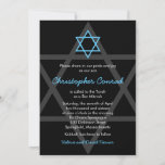 Zwarte en Blauwe Bar Mitzvah Uitnodiging<br><div class="desc">Eenvoudige zwarte en blauwe ster van David Bar Mitzvah uitnodiging. De kleuren op deze eenvoudige uitnodiging van Bar Mitzvah zijn zwart, aqua blauw, en wit. Klassieke kleuren die masculine, elegant en stijlvol zijn. Hoewel deze uitnodiging momenteel voor een Bar Mitzvah wordt aangepast, zou het voor een verscheidenheid van speciale gelegenheden,...</div>