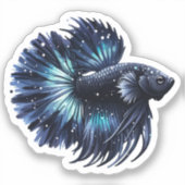 Zwarte en blauwe Betta Vis Sticker (Voorkant)