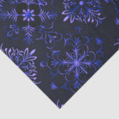Zwarte en Blauwe Bloemen Sneeuwvlok Kerstmis Tissuepapier (Detail)