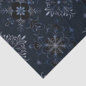 Zwarte en Blauwe Bloemen Sneeuwvlok Kerstmis Tissuepapier (Detail)