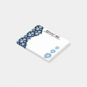 Zwarte En Blauwe Bloemgrens Post-it® Notes (Schuin)