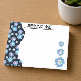 Zwarte En Blauwe Bloemgrens Post-it® Notes