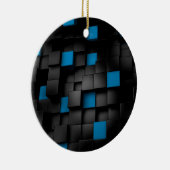 Zwarte en blauwe blokjes keramisch ornament (Rechts)