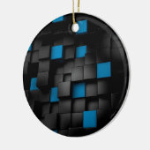 Zwarte en blauwe blokjes keramisch ornament (Links)