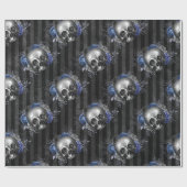 Zwarte en blauwe  boomgaarden cadeaupapier (Vlak)