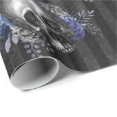 Zwarte en blauwe  boomgaarden cadeaupapier (Rol Hoek)