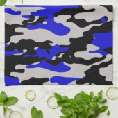Zwarte en blauwe Camo Theedoek (Gevouwen)